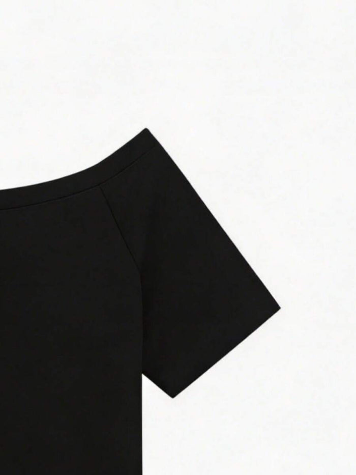 SXV Y2K Print Dream Off-Shoulder Short-Sleeve T-Shirt