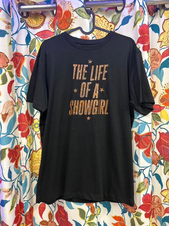 Taylor Swift 'The Life of a Showgirl' Black Handpainted T-shirt