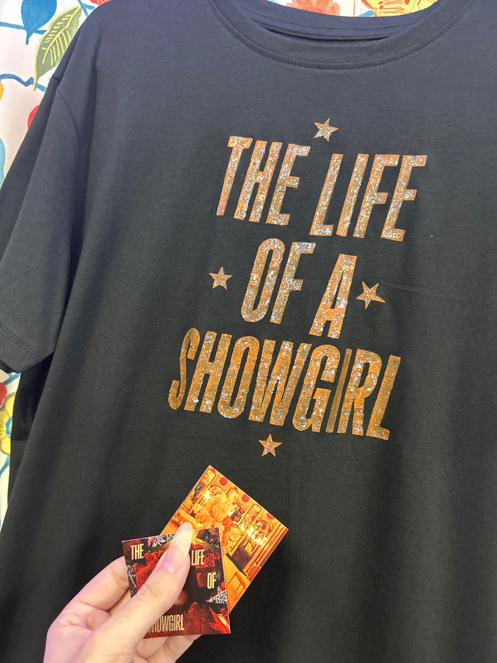 Taylor Swift 'The Life of a Showgirl' Black Handpainted T-shirt