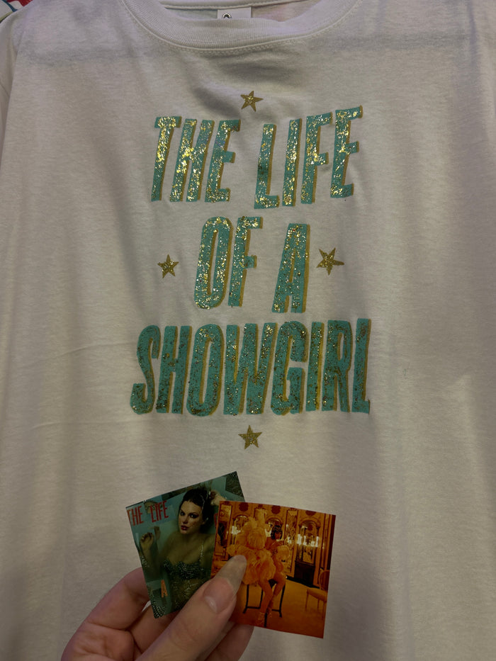 Taylor Swift 'The Life of a Showgirl' White Handpainted T-shirt