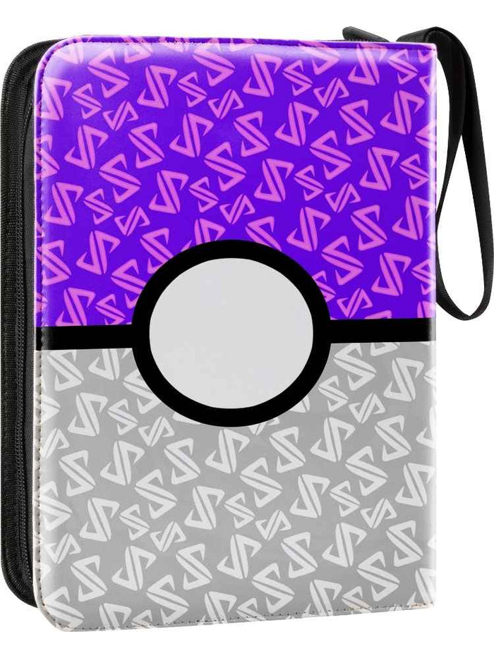 Poké Ball-themed binder with JP logo pattern on a white background