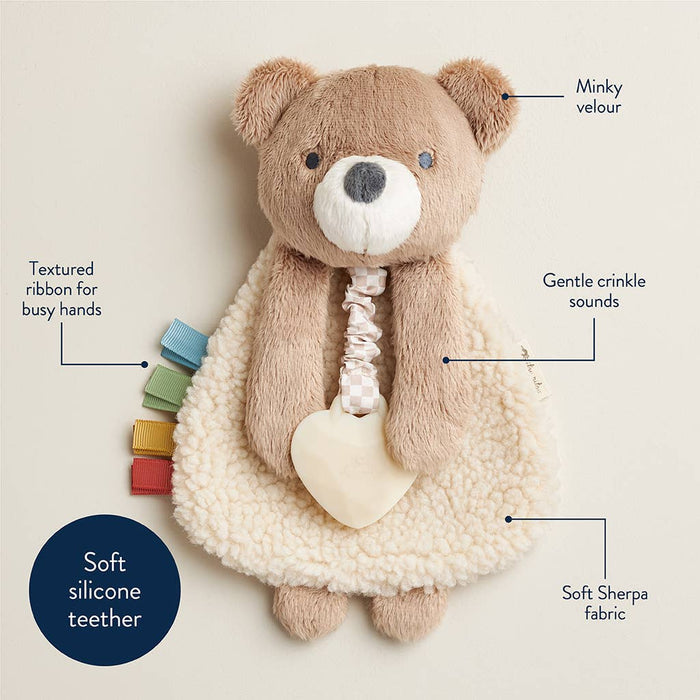 Theo the Bear Itzy Friends Lovey Plush + Teether Toy - Wee Bee Baby Boutique