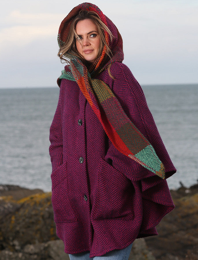 Tina Hooded Swing Cape - Killybegs Mauve #color_killybegs-mauve