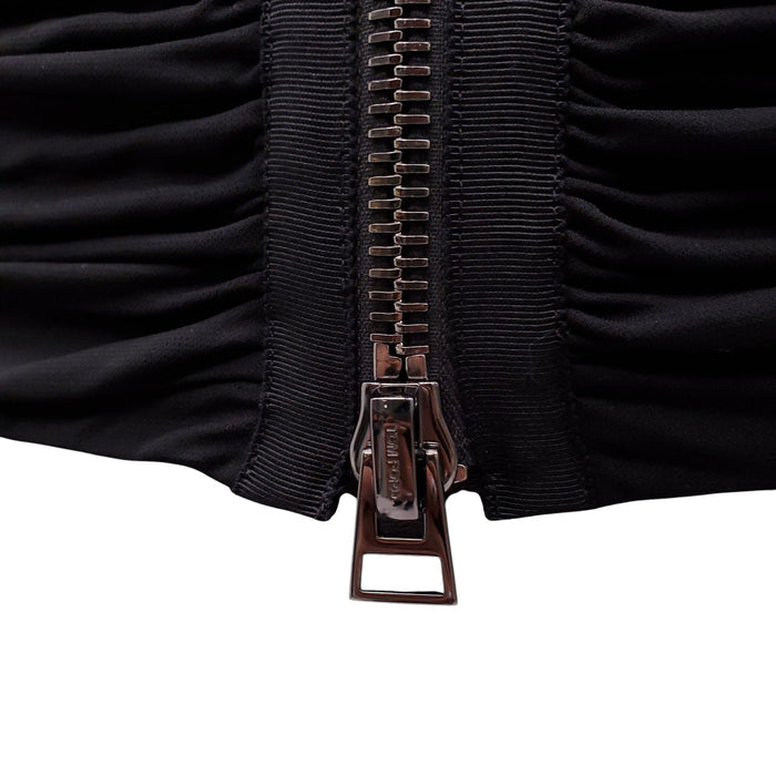 TOM FORD BLACK RUCHED SPANDEX JACKET - SIZE 38