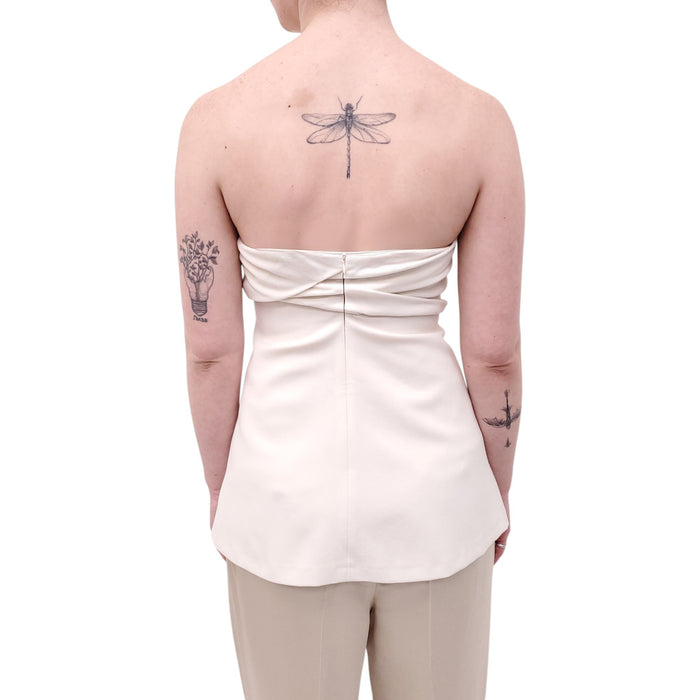 TOTEME CREAM PLEATED TUBE TOP - SIZE 32