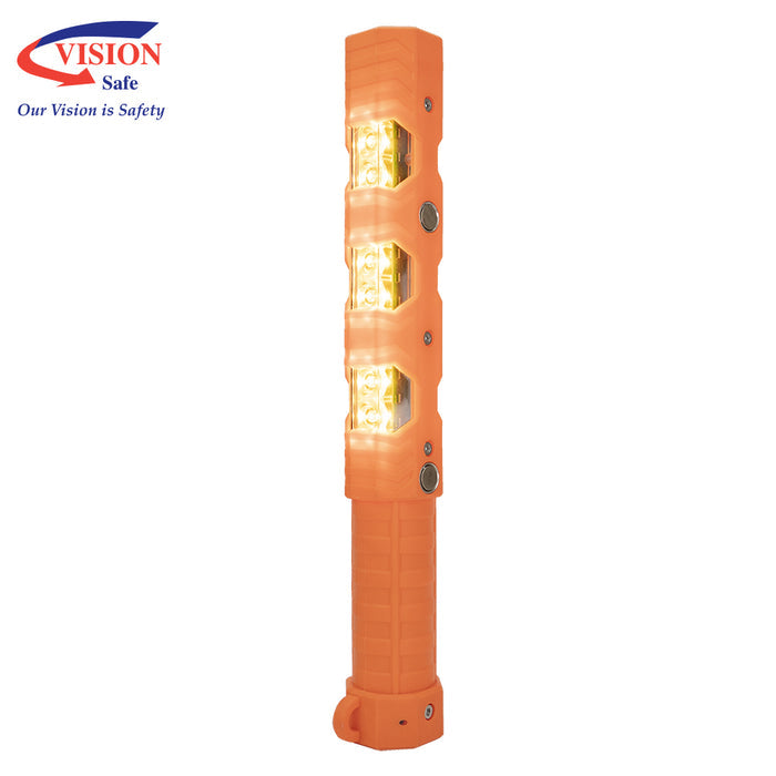Traffic Baton Rechargeable Amber/Red LED 340mm with Magnets & End Torch TBRAR340MT