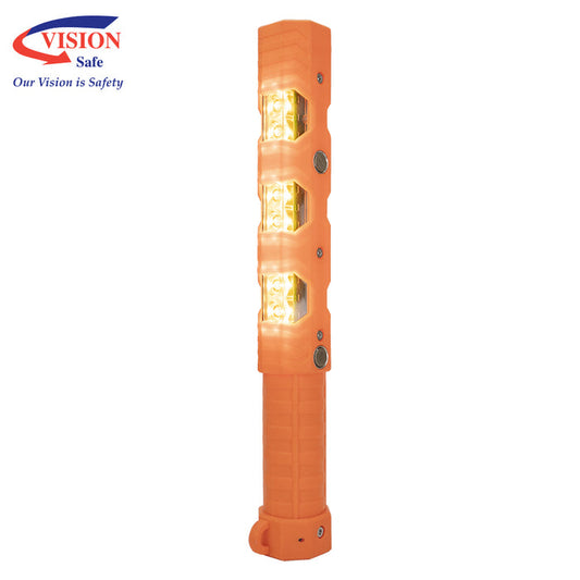 Traffic Baton Rechargeable Red/White LED 340mm with Magnets & End Torch TBRRW340MT