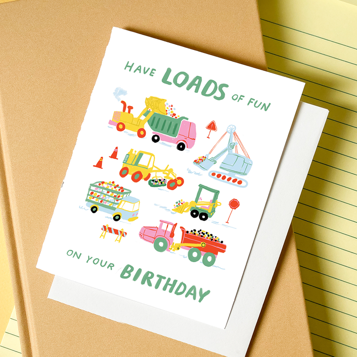 Truck Loads of Fun – Kids Birthday Card for Truck Lovers - Wee Bee Baby Boutique