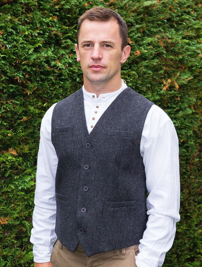 Grey Tweed Herringbone Irish Waistcoat #color_grey