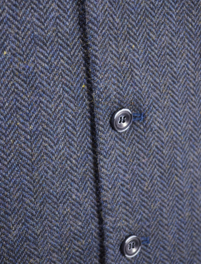 Tweed Herringbone Waistcoat - Navy #color_navy