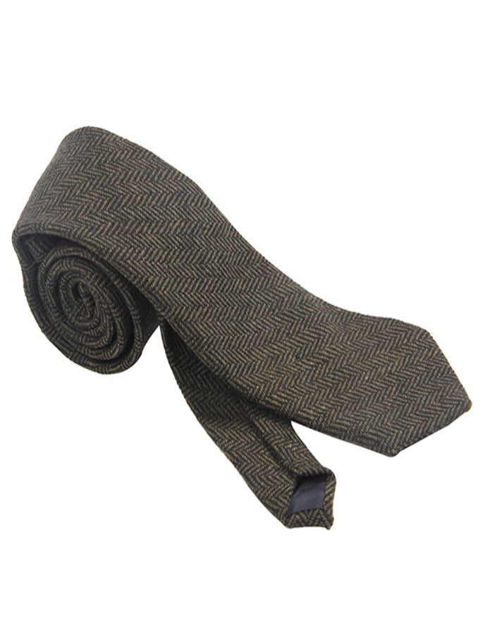 Tweed Neck Tie- Green Herringbone #color_green-herringbone