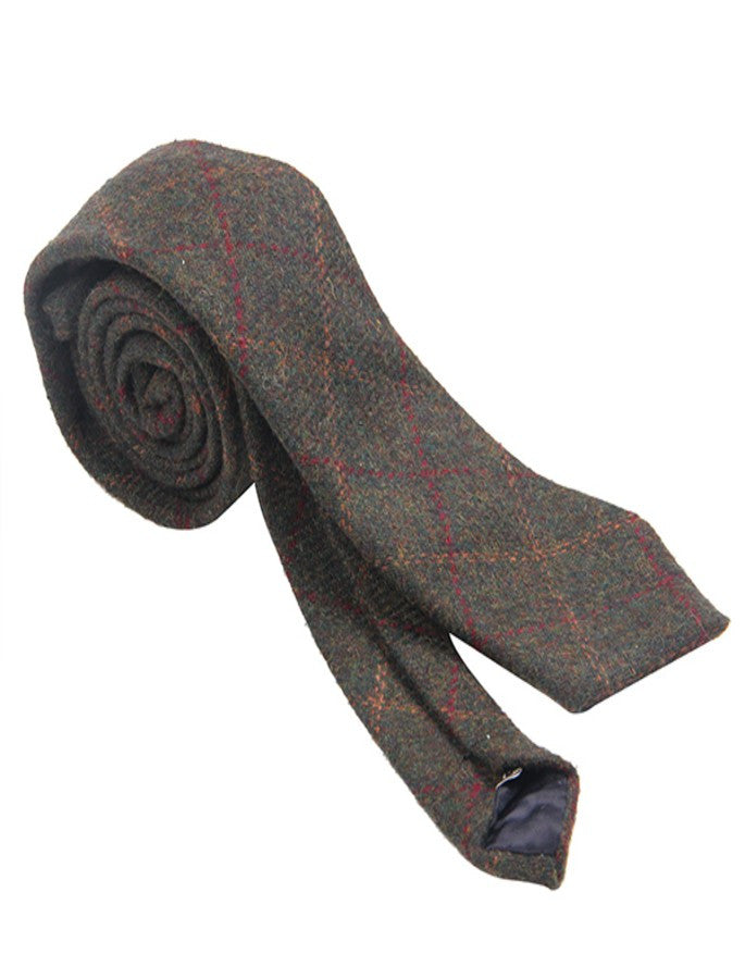 Tweed Neck Tie- Green Box Check #color_green-box-check