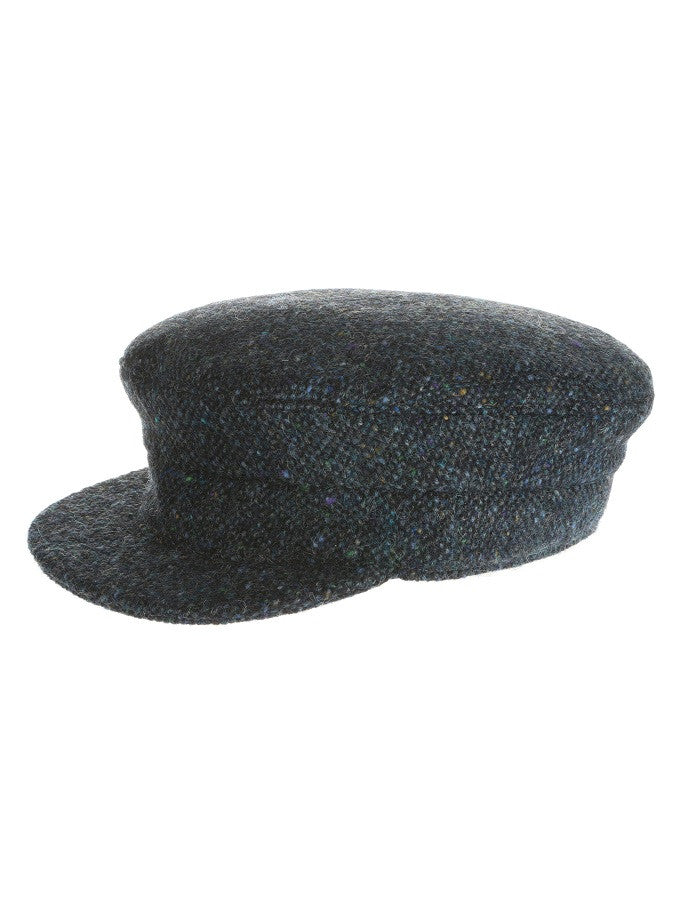 Tweed Skipper Cap- Navy Aqua Salt & Pepper #color_navy-aqua-salt-pepper