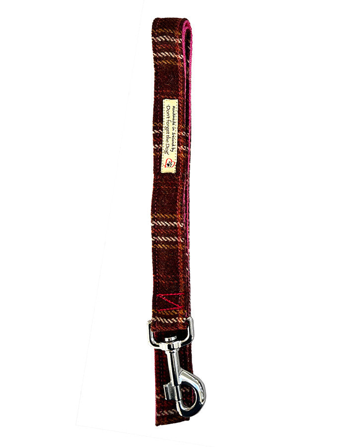 Tweed Wool Dog Lead - #color_rust-windowpane