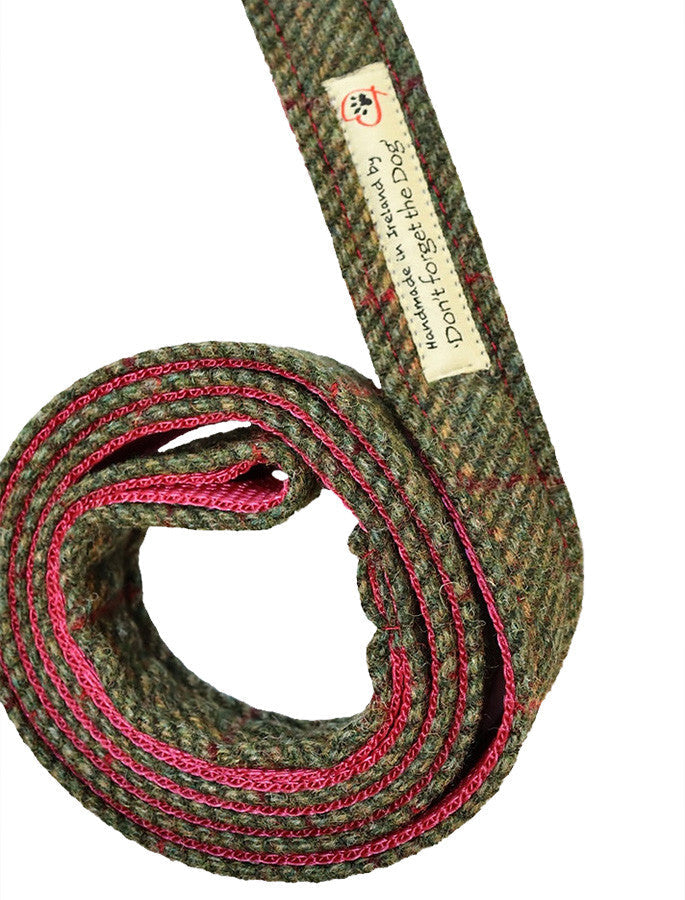Tweed Wool Dog Lead - #color_green-windowpane