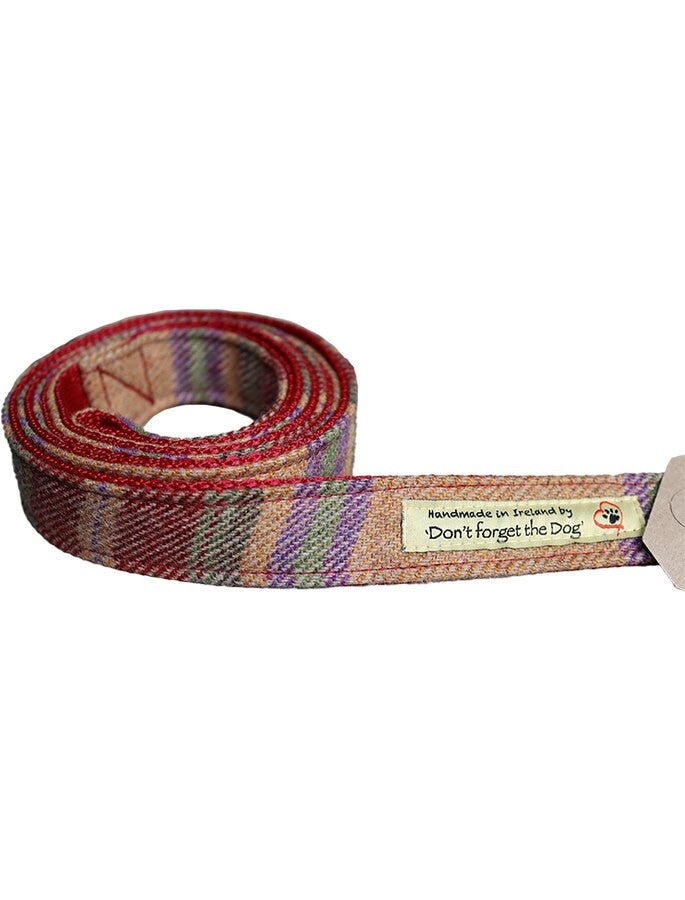 Tweed Wool Dog Lead - #color_burgundy-plaid