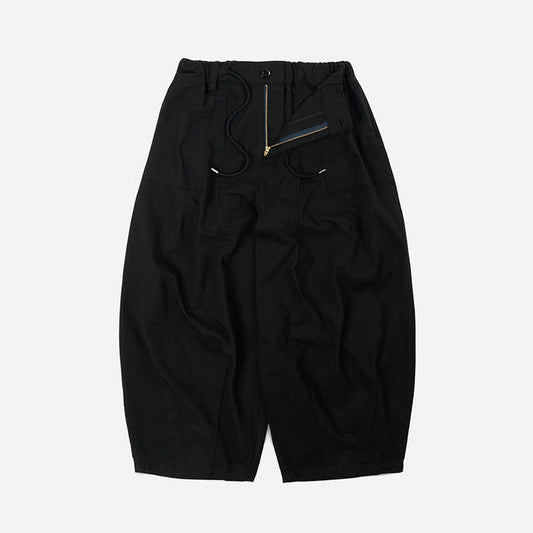 TWILL BALLOON PANTS - BLACK