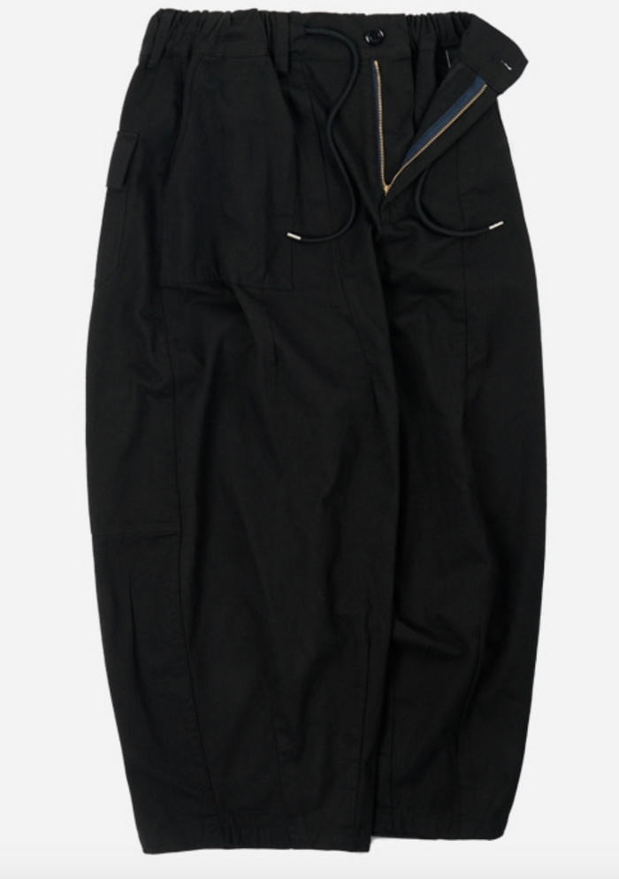 TWILL BALLOON PANTS - BLACK