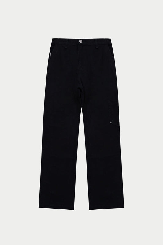 TWILL DOUBLE PATCH TROUSER - WASHED BLACK