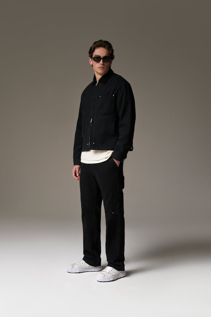 TWILL DOUBLE PATCH TROUSER - WASHED BLACK