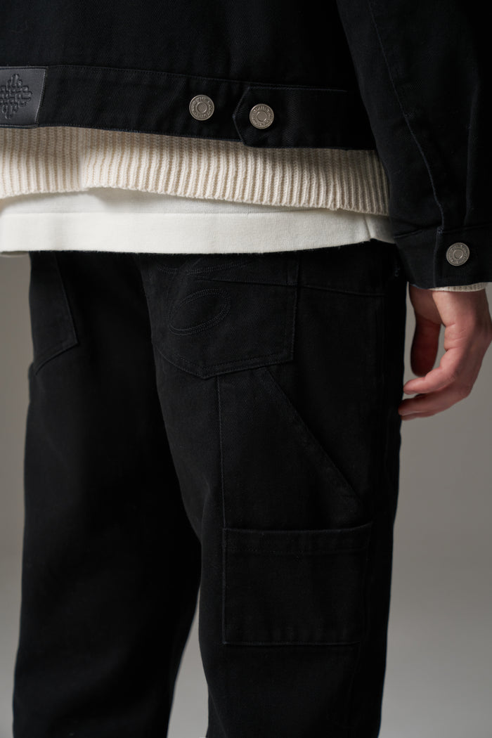 TWILL DOUBLE PATCH TROUSER - WASHED BLACK