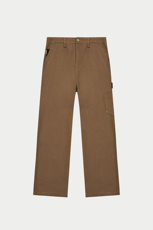 TWILL DOUBLE PATCH TROUSER - WASHED BROWN