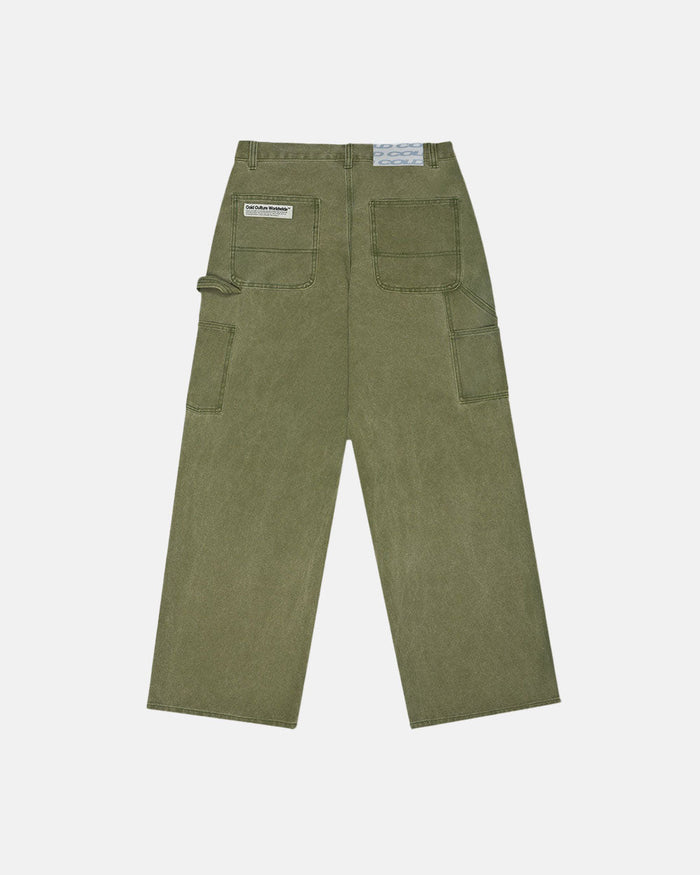 V1 DOUBLE KNEE PANTS STONE - WASHED GREEN - COLD CULTURE