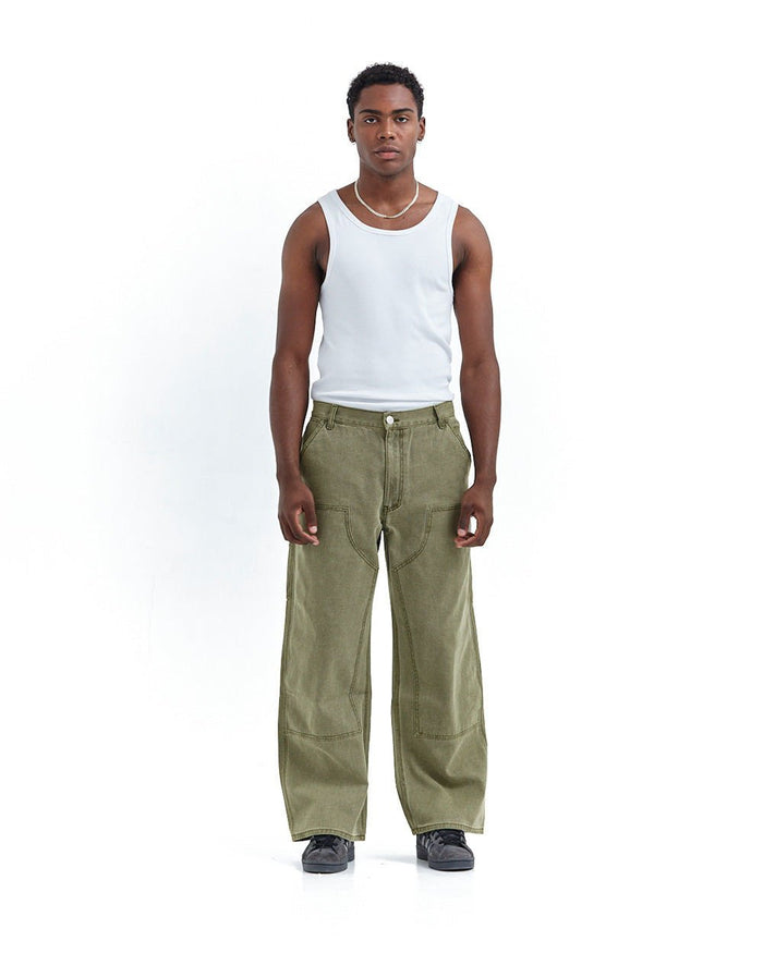 V1 DOUBLE KNEE PANTS STONE - WASHED GREEN - COLD CULTURE
