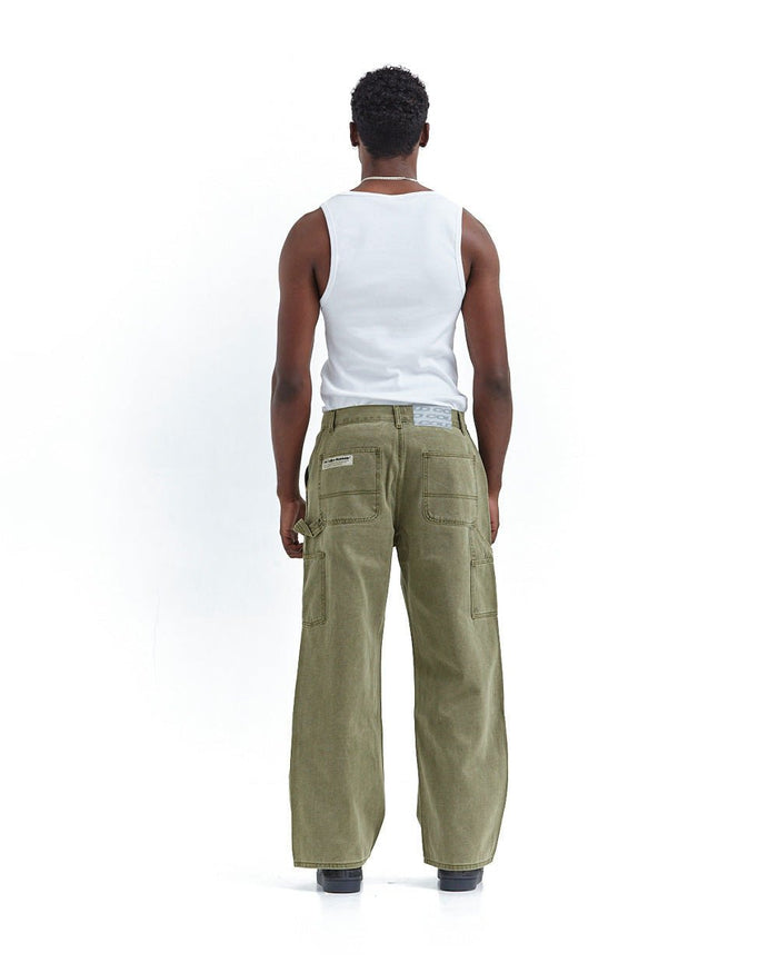 V1 DOUBLE KNEE PANTS STONE - WASHED GREEN - COLD CULTURE