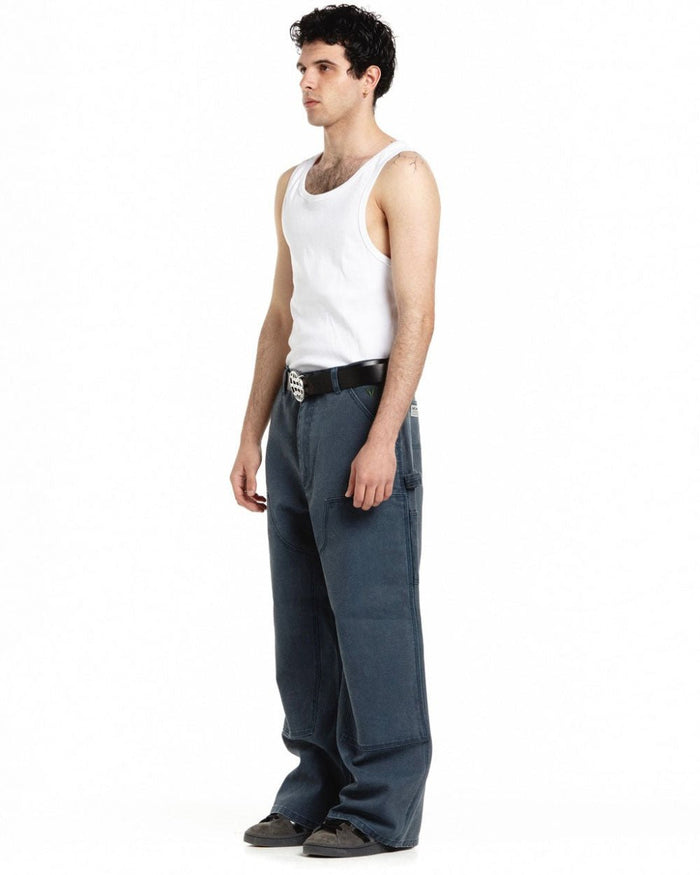 V1 DOUBLE KNEE PANTS STONE WASHED SLATE BLUE - COLD CULTURE
