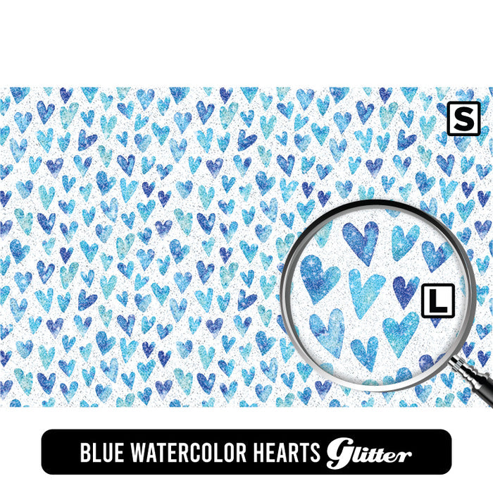 Blue Watercolor Hearts