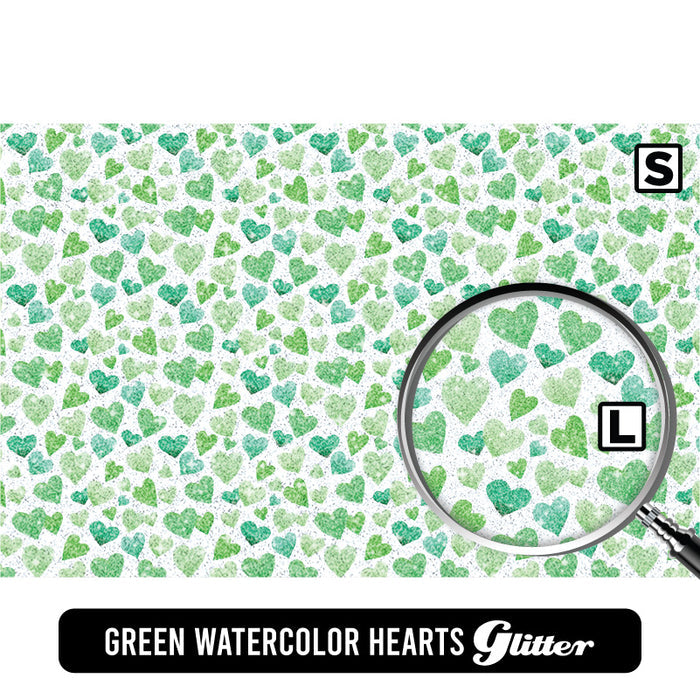Green Watercolor Hearts