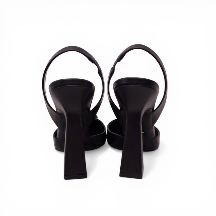 VERSACE BLACK MEDUSA LOGO HEELS - SIZE 39.5