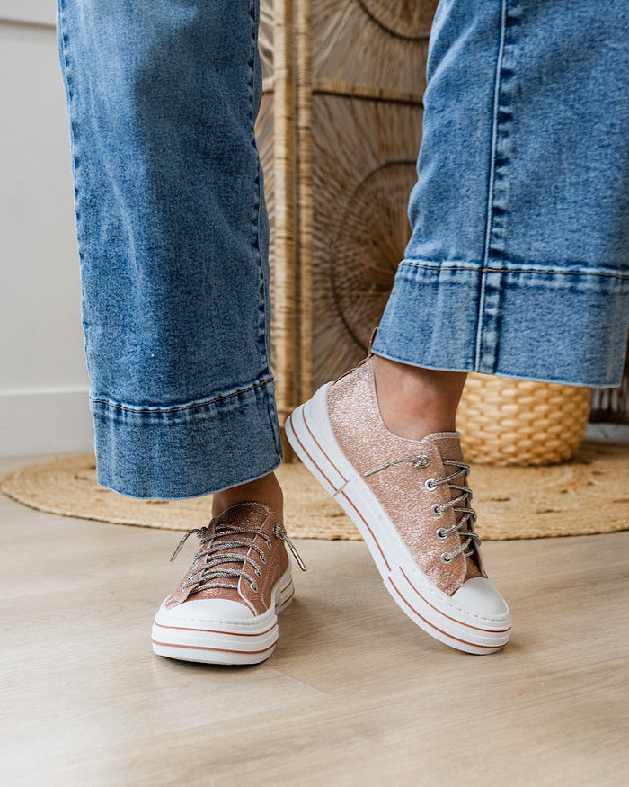 Very G Aman Glitter Snearkers - Rose Gold Very G