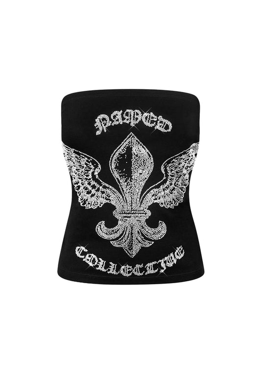 VORTEX RHINESTONE TUBE TOP BLACK