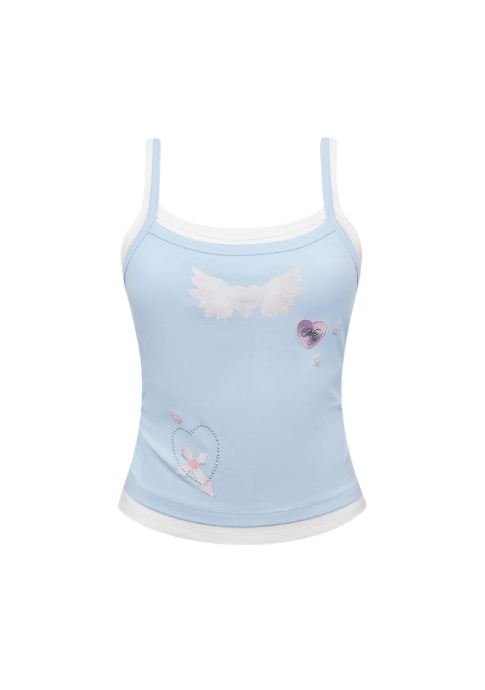 WHISPER DOUBLE LAYER CAMI TOP BABY BLUE