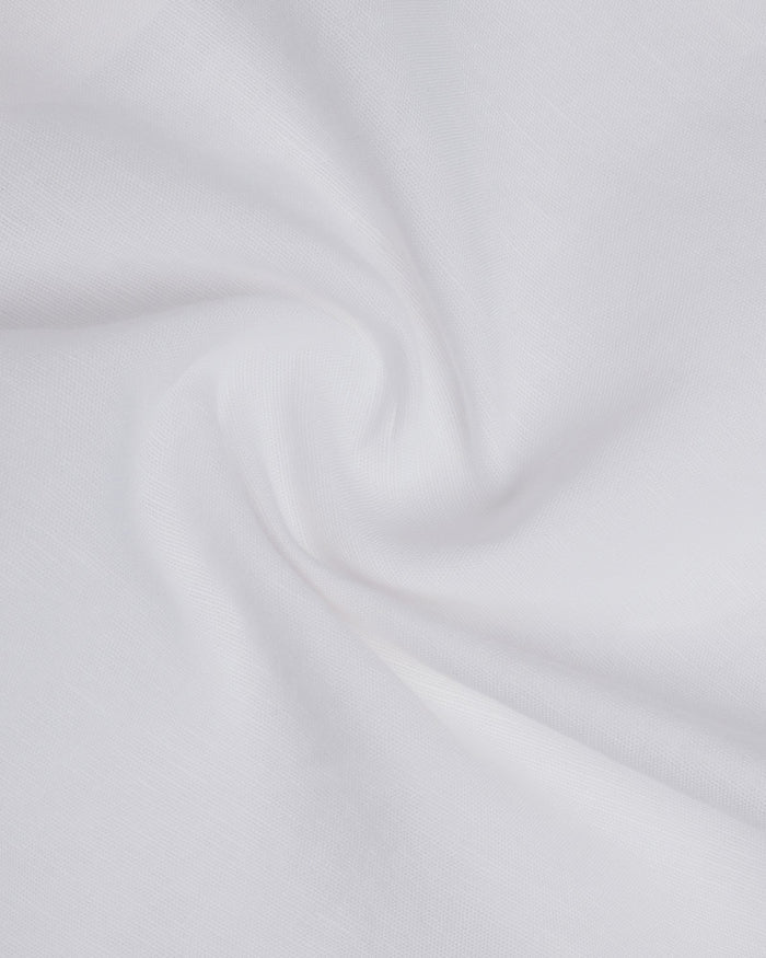 White Half Sleeve Linen Solid Shirt - Cleo