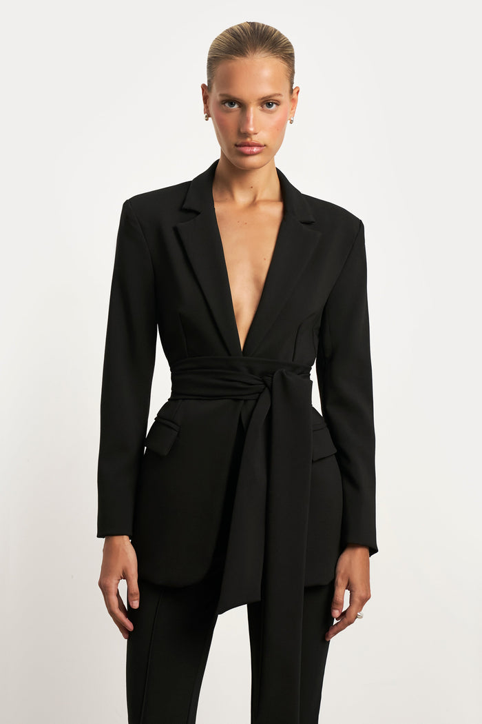 Wide Leg Suit Trousers - Black
