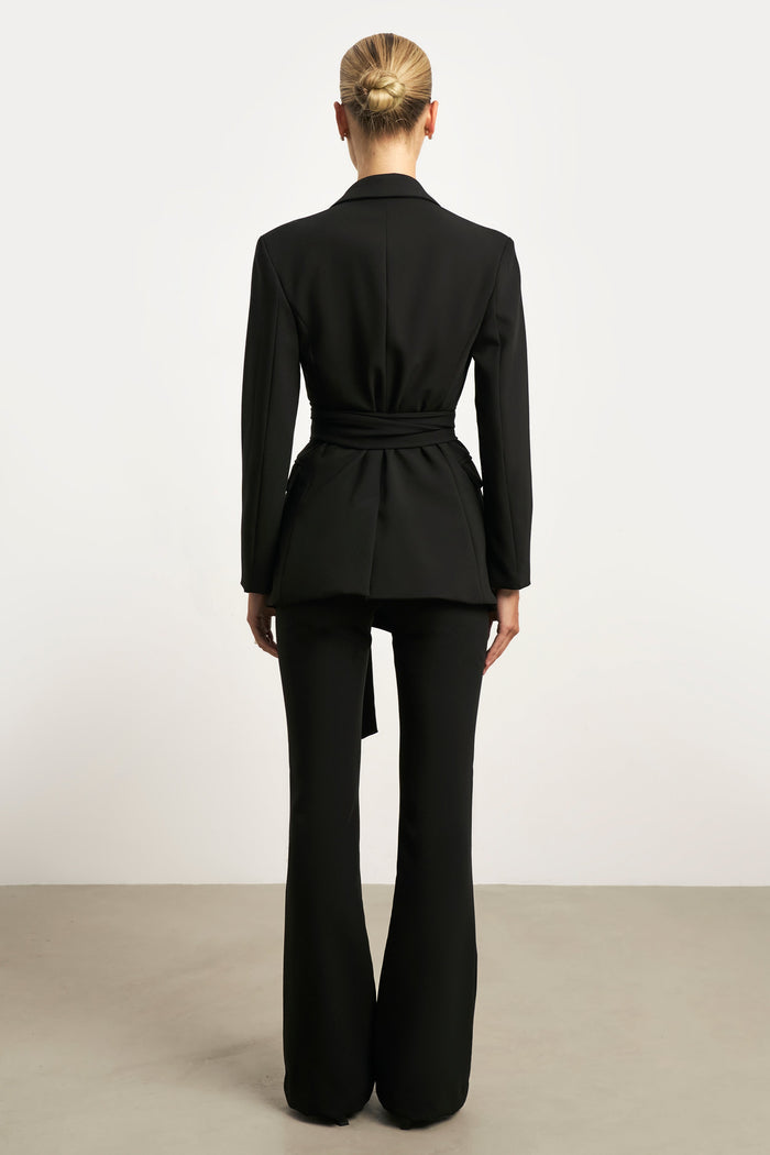 Wide Leg Suit Trousers - Black