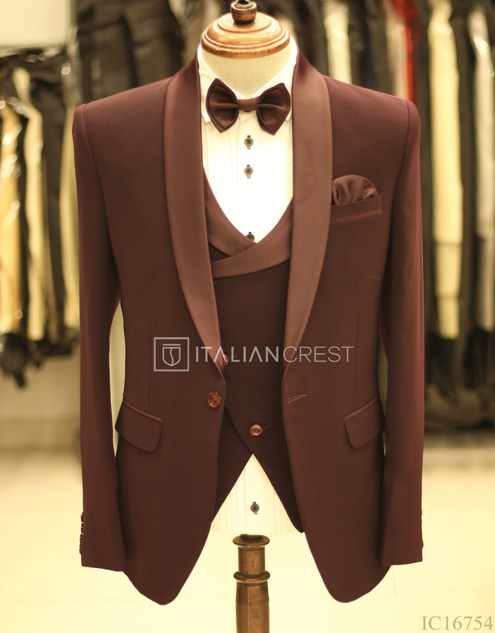 Wine 3-Piece Tuxedo Suit