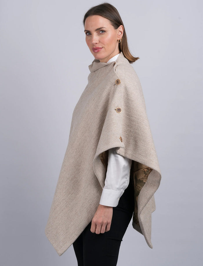 Women's Alpaca Tweed Wool Poncho