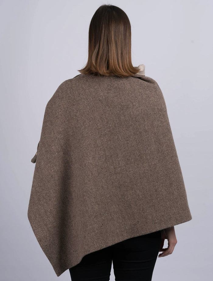 Women's Fawn Tweed Wool Poncho