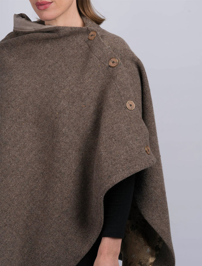 Women's Fawn Tweed Wool Poncho