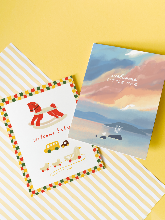 Wooden Toy Baby Card – Sweet Welcome Baby Card - Wee Bee Baby Boutique