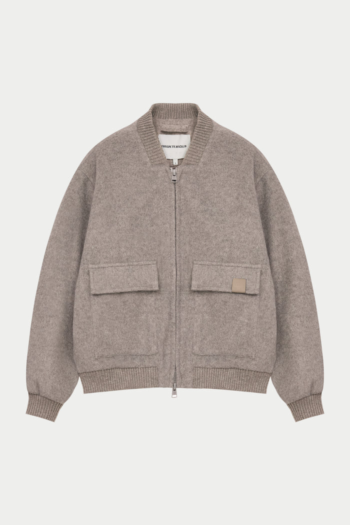 WOOL BLEND BOMBER JACKET - BEIGE