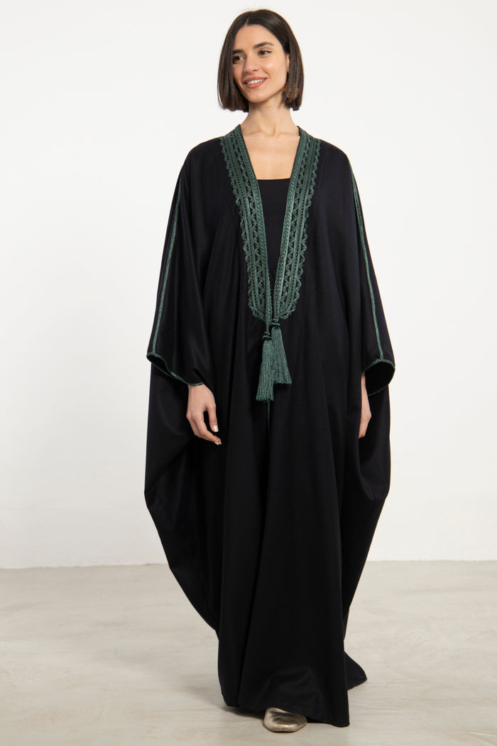 Wool & Cashmere Black & Green Abaya