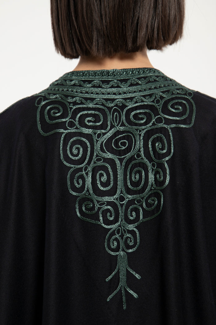 Wool & Cashmere Black & Green Abaya
