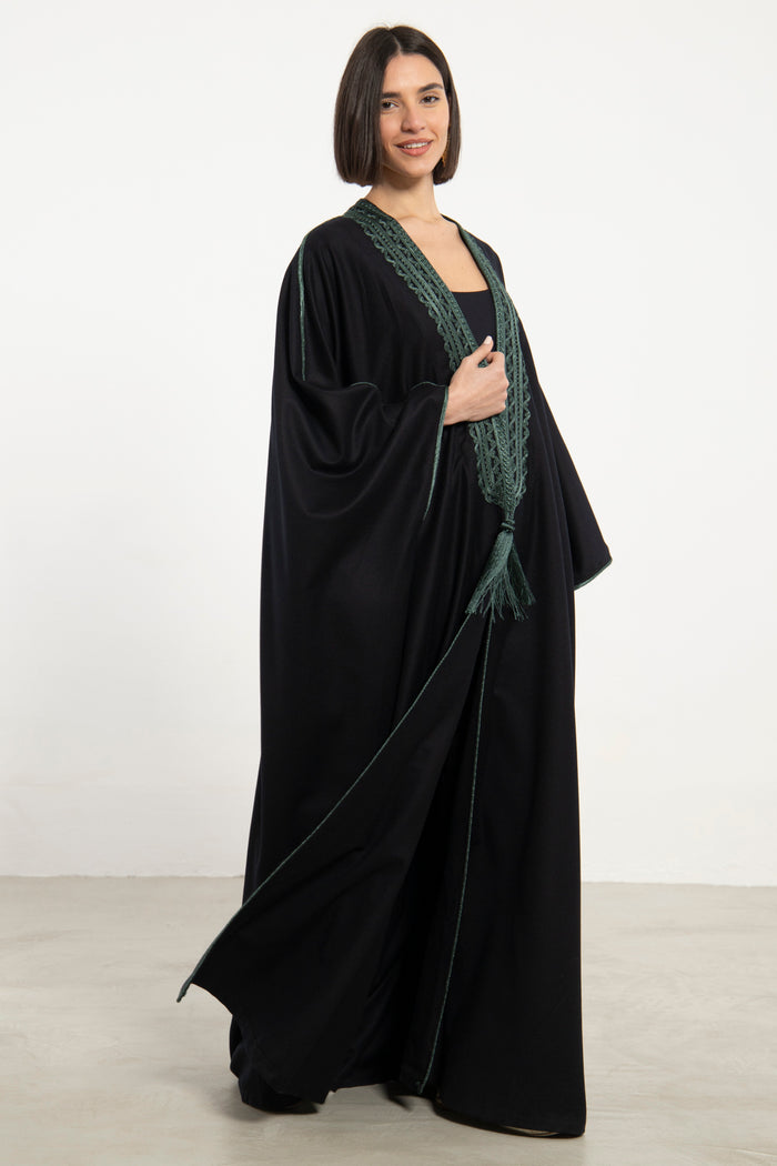 Wool & Cashmere Black & Green Abaya