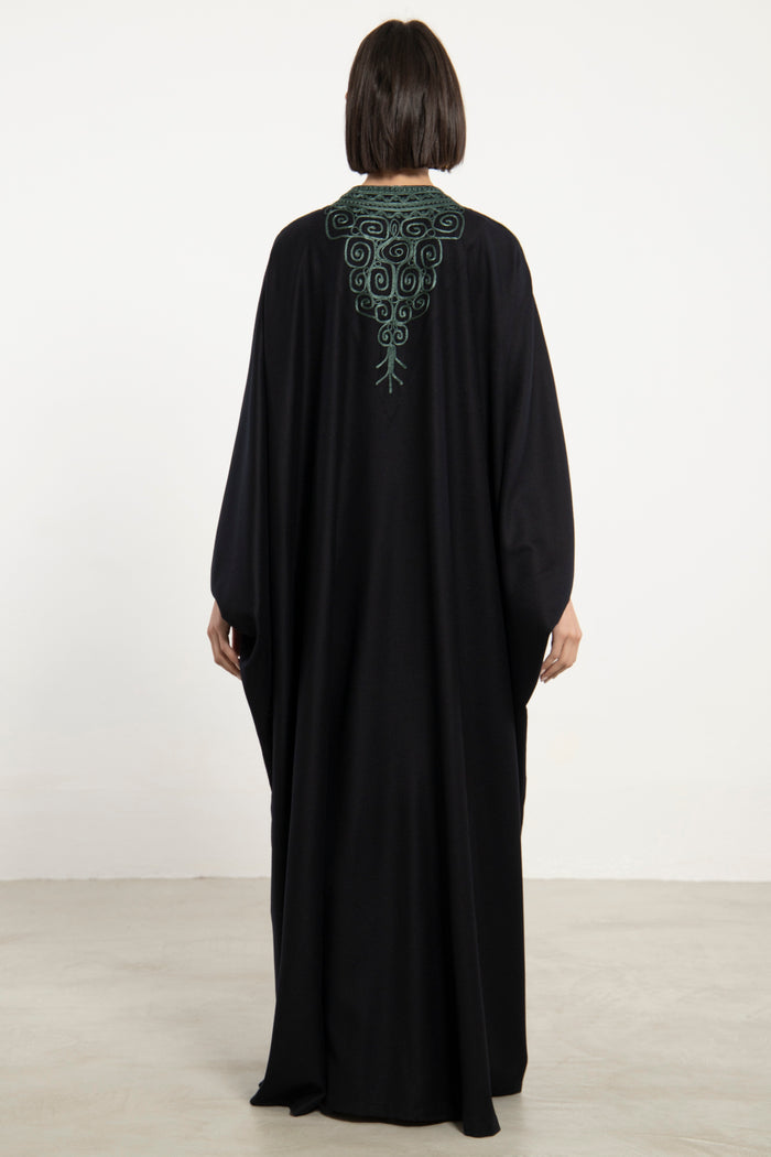 Wool & Cashmere Black & Green Abaya