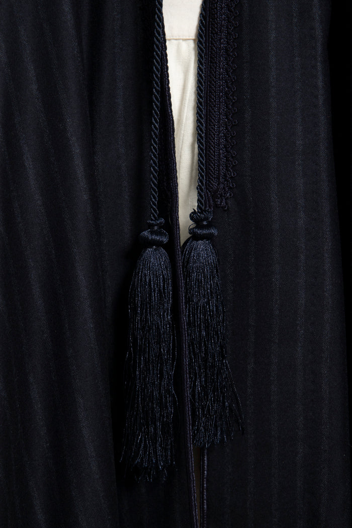 Wool & Cashmere Navy Lines Poncho